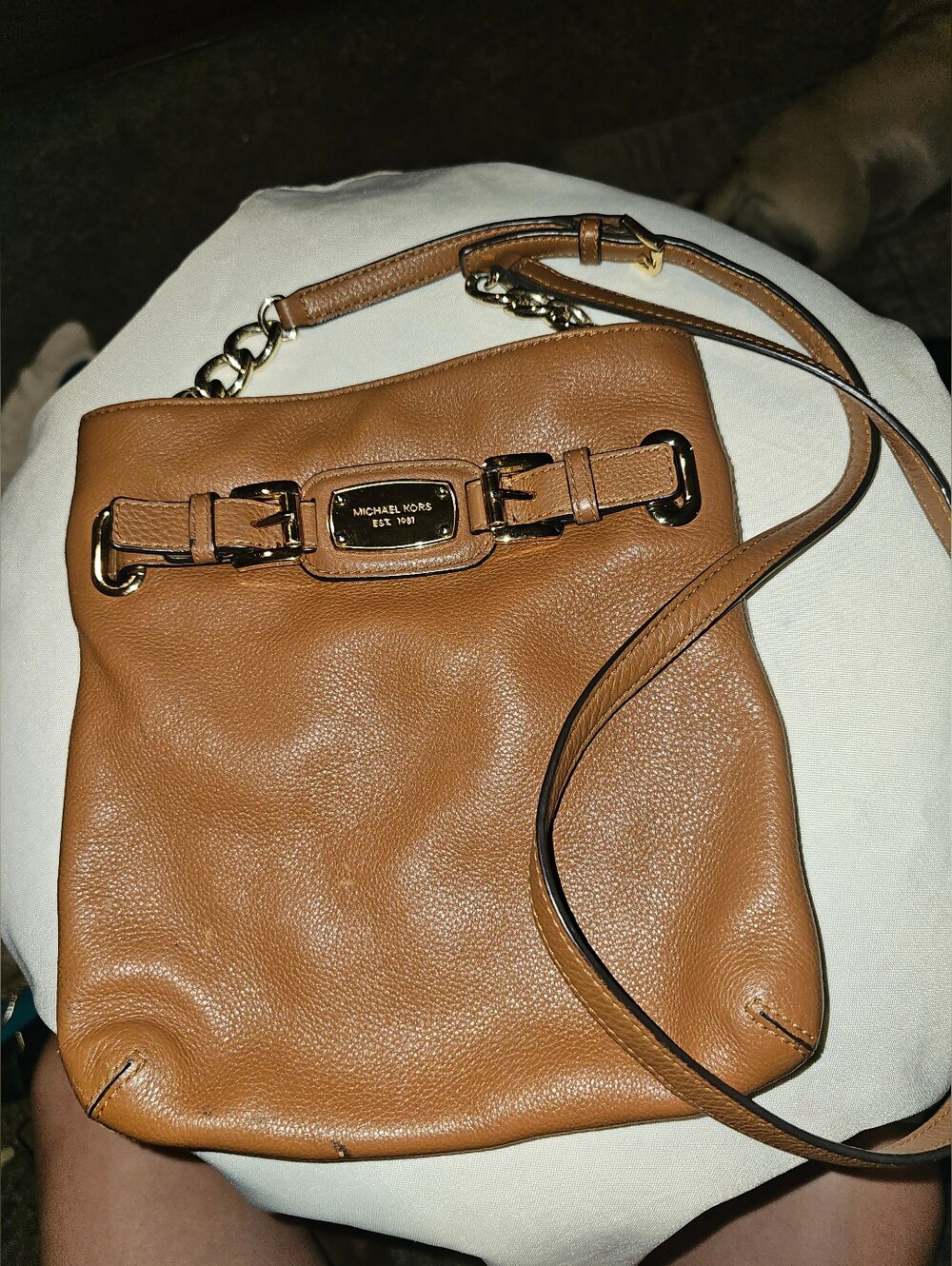 Michael Kors Caramel Leather Crossbody with Gold Hardware